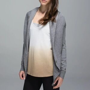 Lululemon Cabin Yogi Wrap Heathered Grey Slate Open Hooded Cardigan Small